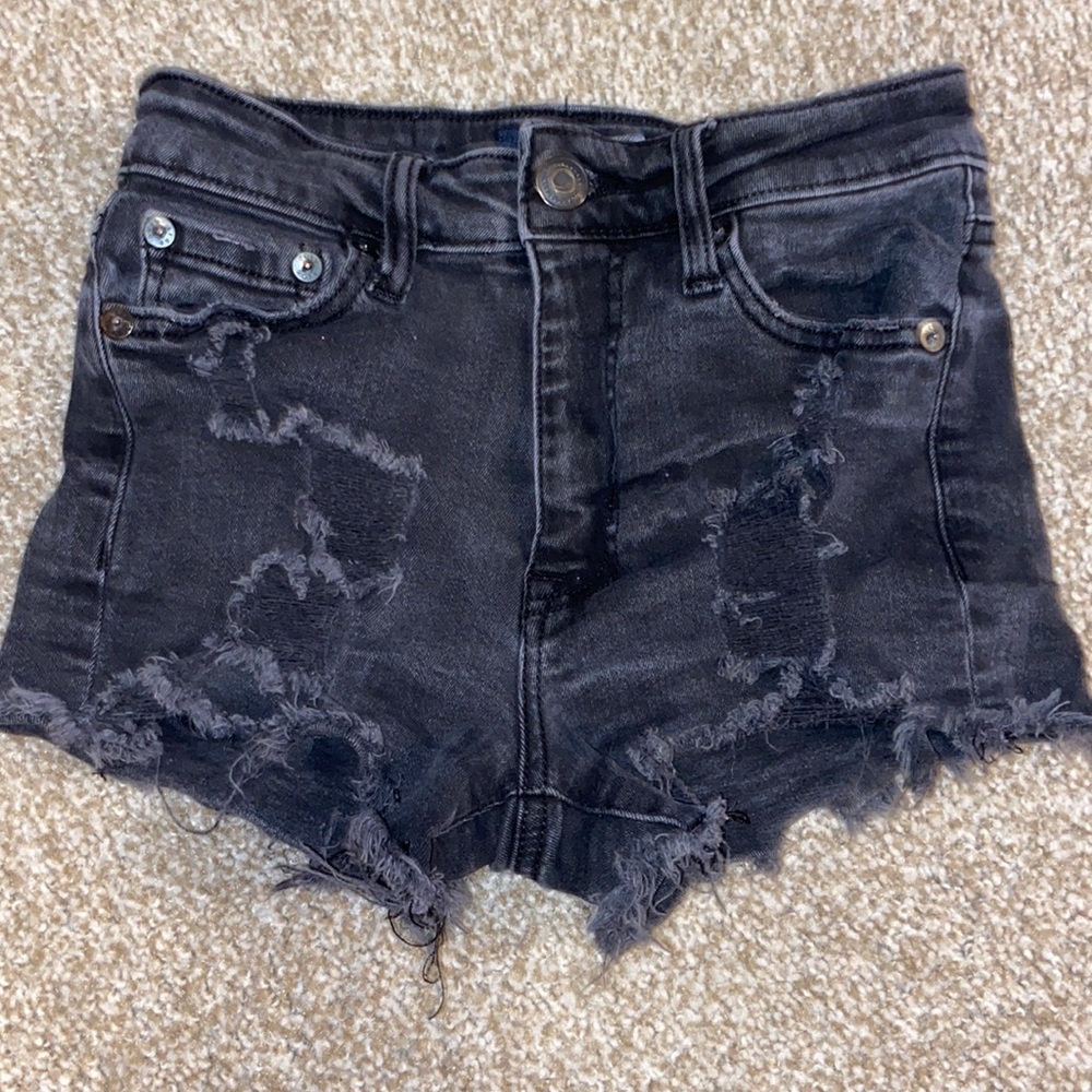 black jean shorts